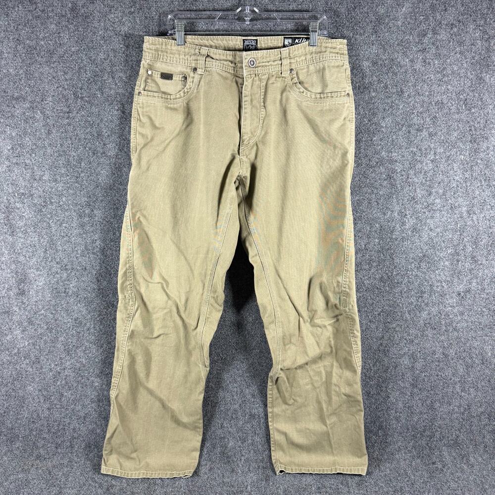 Kuhl Outkast Pants Mens 36x32 Khaki Cotton Canvas Hiking Workwear Discontinued